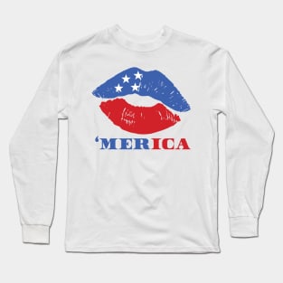 American Flag Lips, Patriotic Lips Shirt, Patriotic Shirt Men, 4th July Shirt Women,July 4th Shirt Women,Forth of July,Forth of July Shirt Long Sleeve T-Shirt